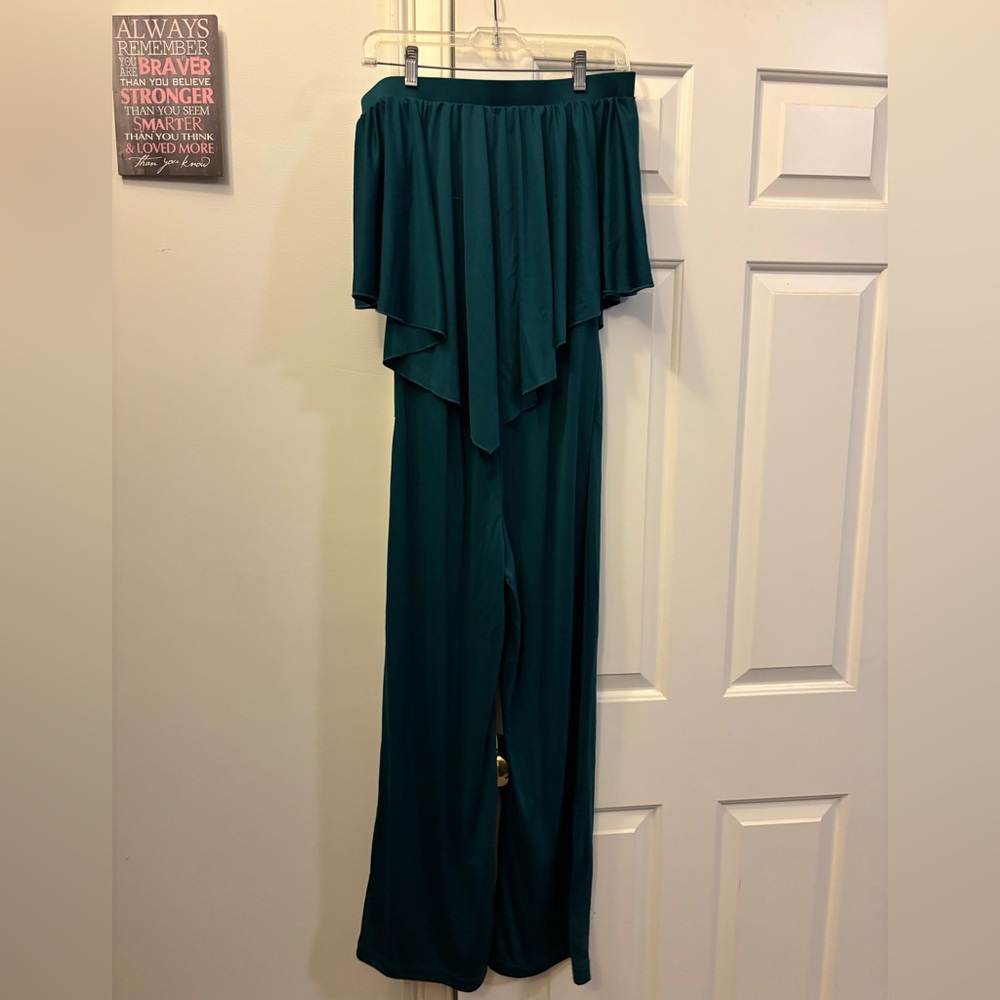 Chic Teal Off-Shoulder Jumpsuit